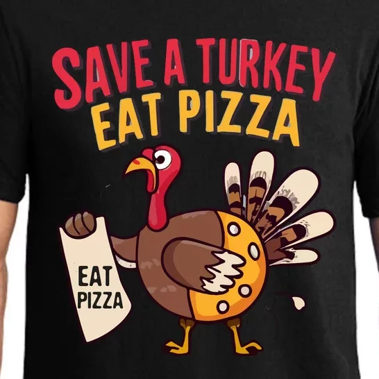 Save A Turkey Eat Pizza Funny Autumn Thanksgiving Groovy Pajama Set