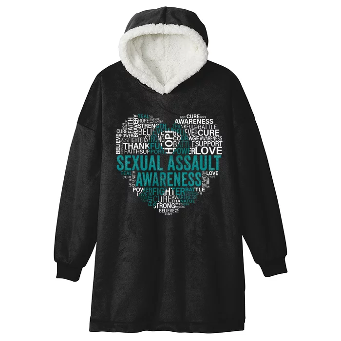 Sexual Assault Teal Ribbon Awareness Support Hooded Wearable Blanket