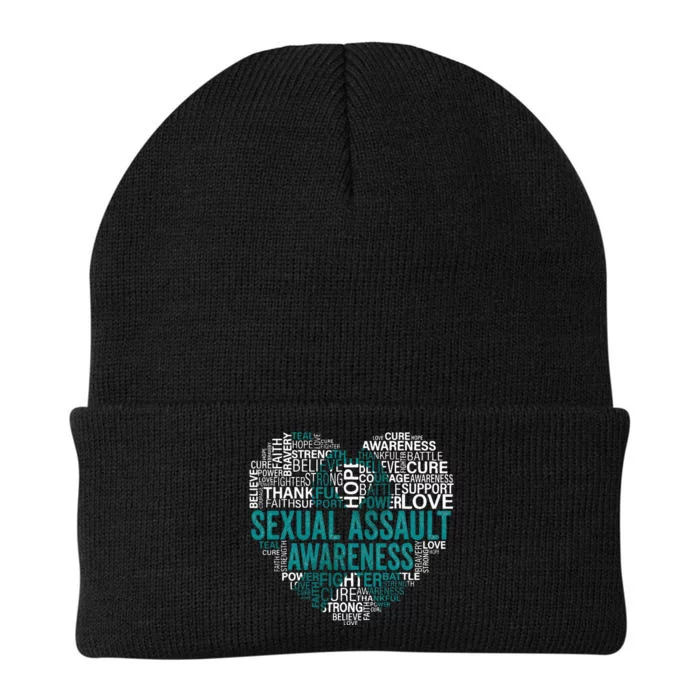 Sexual Assault Teal Ribbon Awareness Support Knit Cap Winter Beanie