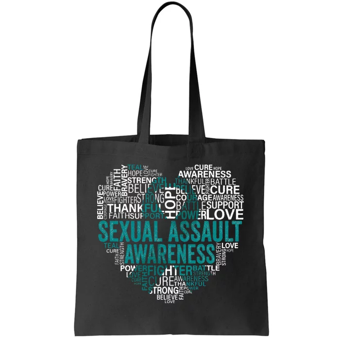 Sexual Assault Teal Ribbon Awareness Support Tote Bag