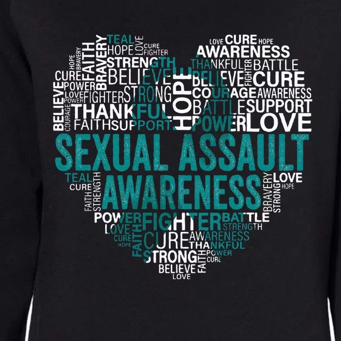 Sexual Assault Teal Ribbon Awareness Support Womens California Wash Sweatshirt