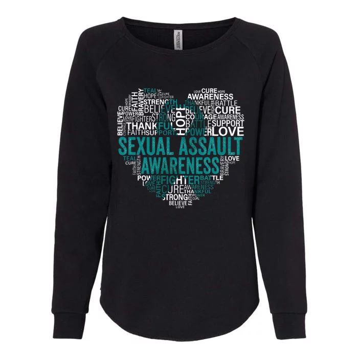 Sexual Assault Teal Ribbon Awareness Support Womens California Wash Sweatshirt