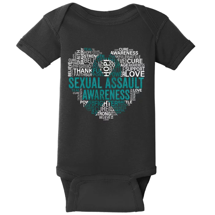 Sexual Assault Teal Ribbon Awareness Support Baby Bodysuit