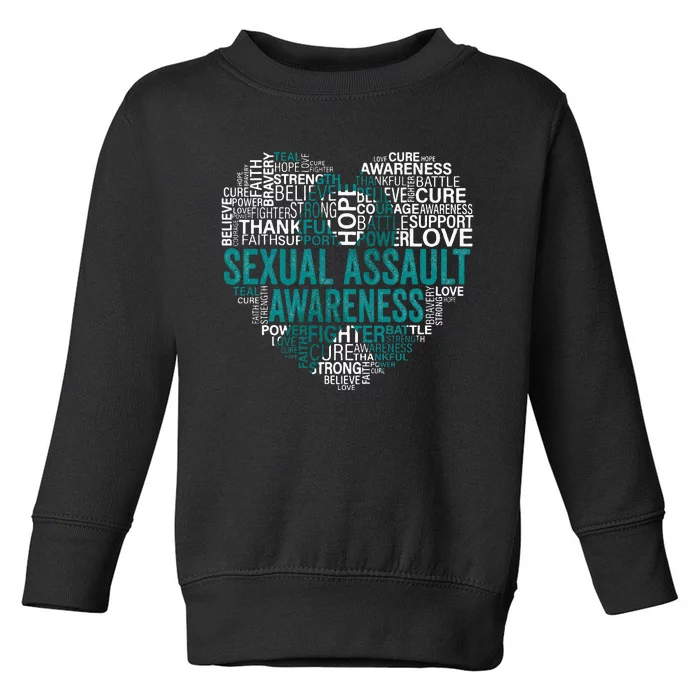 Sexual Assault Teal Ribbon Awareness Support Toddler Sweatshirt