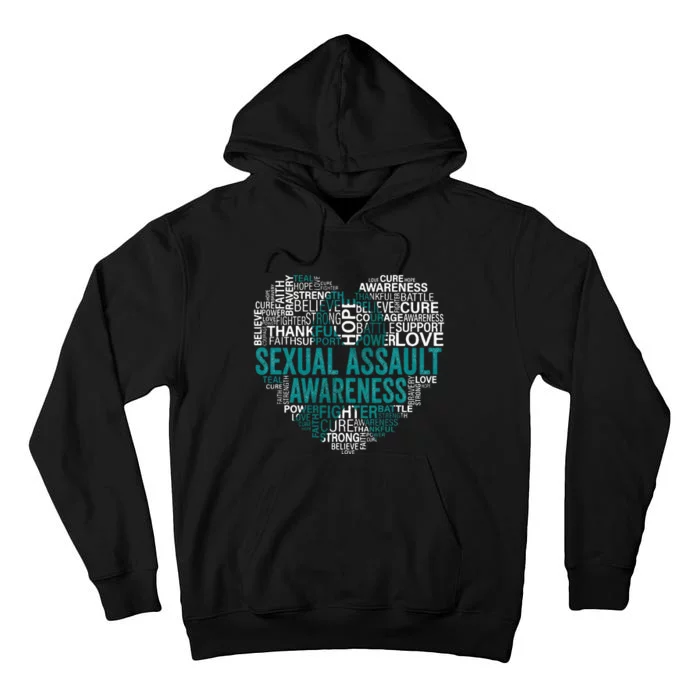 Sexual Assault Teal Ribbon Awareness Support Tall Hoodie