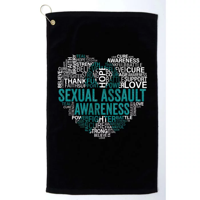 Sexual Assault Teal Ribbon Awareness Support Platinum Collection Golf Towel