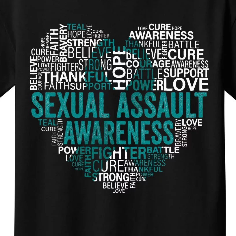 Sexual Assault Teal Ribbon Awareness Support Kids T-Shirt