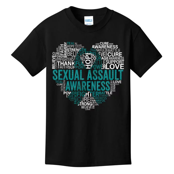 Sexual Assault Teal Ribbon Awareness Support Kids T-Shirt