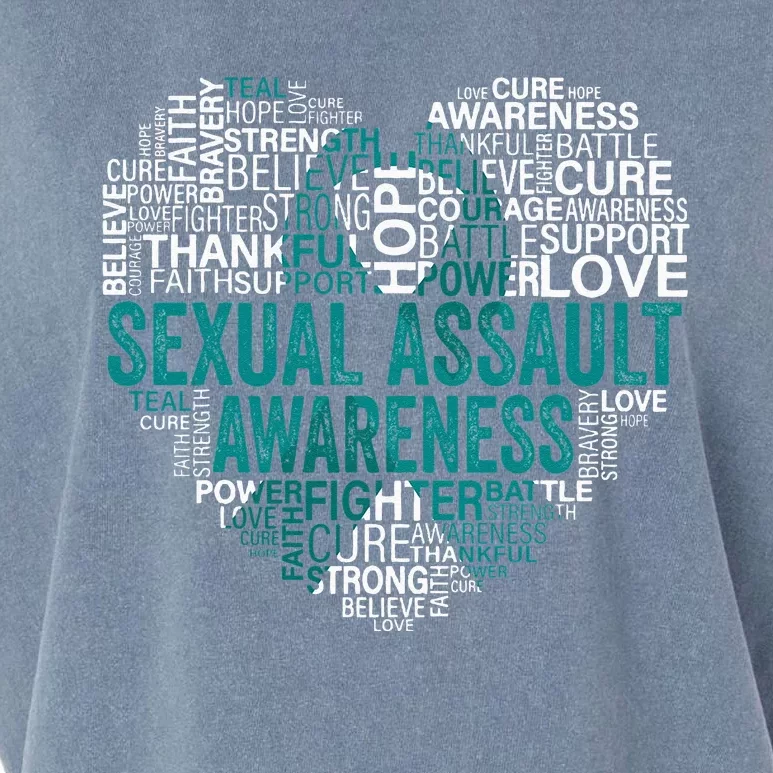 Sexual Assault Teal Ribbon Awareness Support Garment-Dyed Women's Muscle Tee