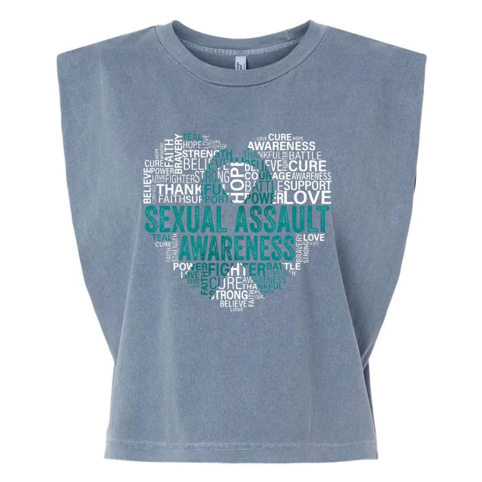 Sexual Assault Teal Ribbon Awareness Support Garment-Dyed Women's Muscle Tee