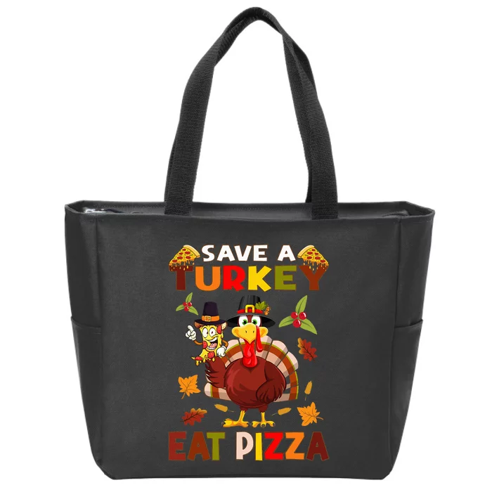 Save A Turkey Eat A Pizza Funny Thanksgiving Costume Zip Tote Bag