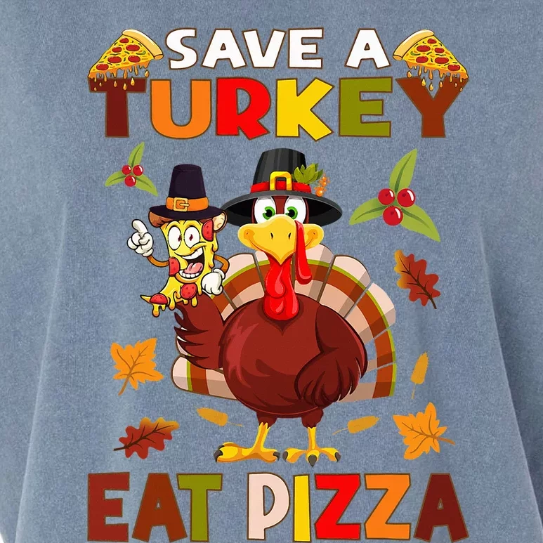 Save A Turkey Eat A Pizza Funny Thanksgiving Costume Garment-Dyed Women's Muscle Tee