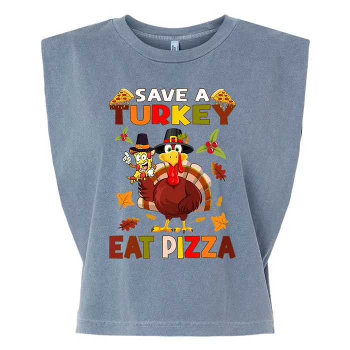 Save A Turkey Eat A Pizza Funny Thanksgiving Costume Garment-Dyed Women's Muscle Tee