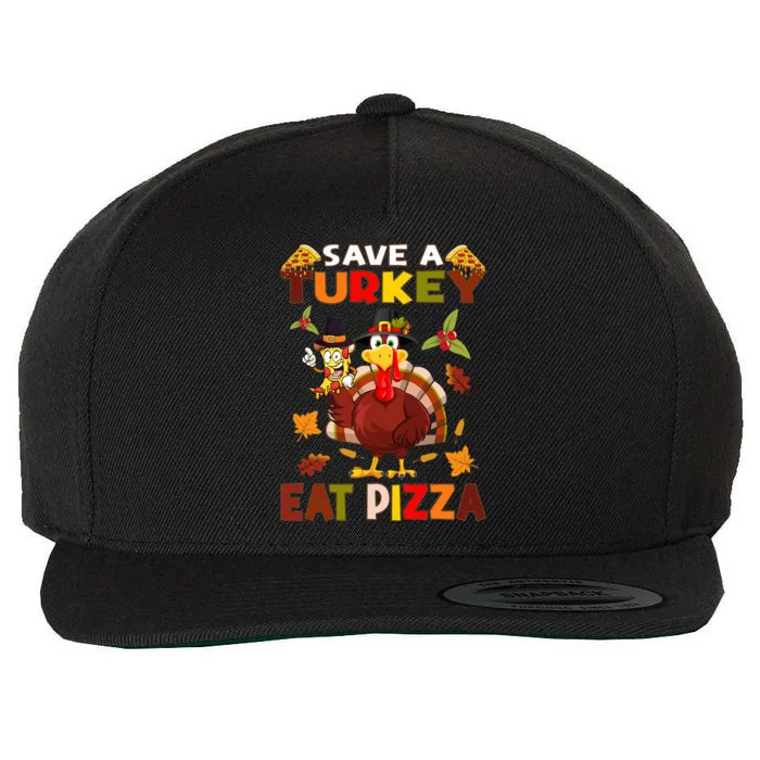 Save a turkey eat a pizza Thanksgiving Wool Snapback Cap