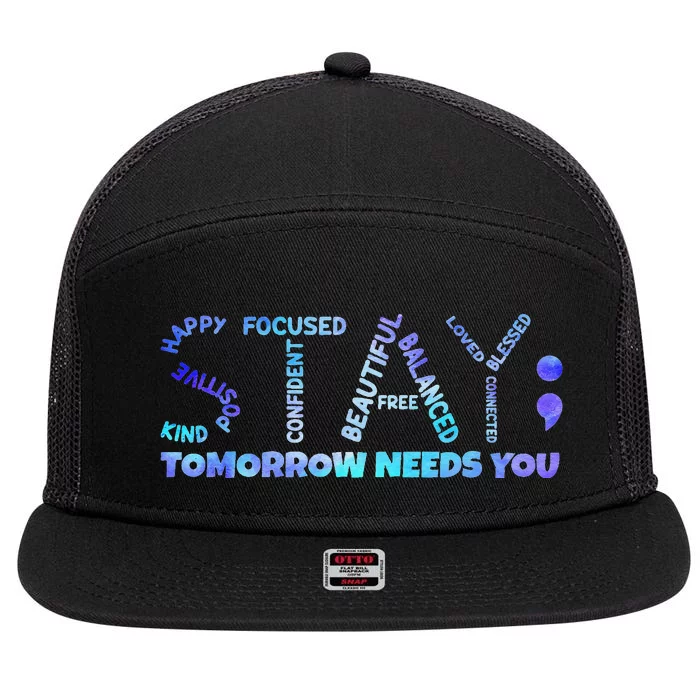 Suicide Awareness Tomorrow Needs You Semicolon prevention 7 Panel Mesh Trucker Snapback Hat