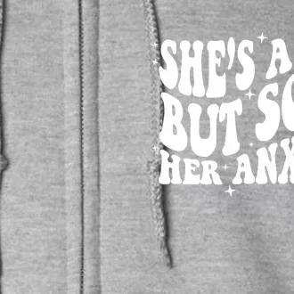 She's A Ten But So Is Her Anxiety Retro Groovy Full Zip Hoodie