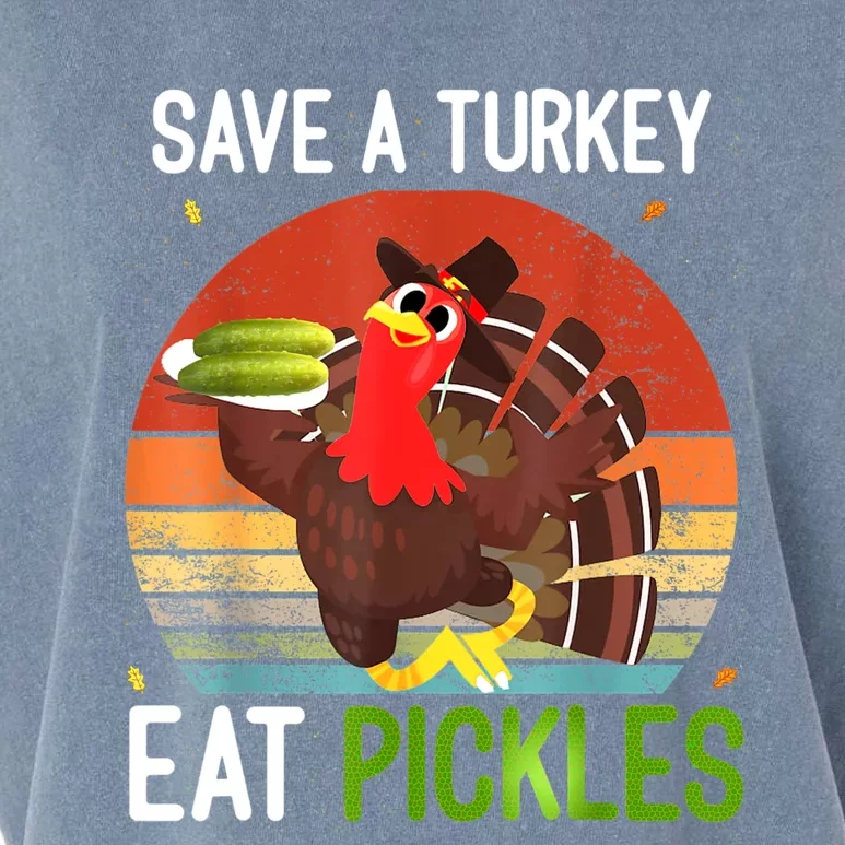 Save A Turkey Eat A Pickles Funny Thanksgiving Costume Garment-Dyed Women's Muscle Tee