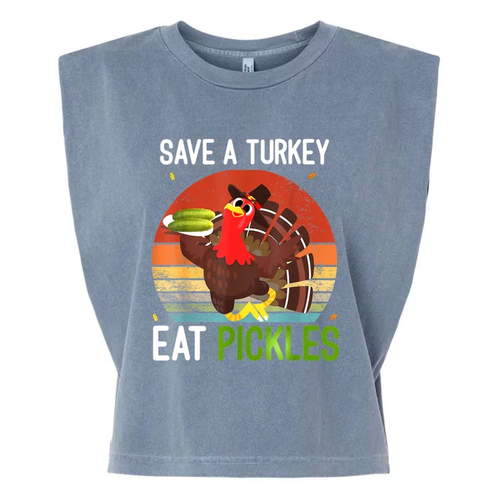 Save A Turkey Eat A Pickles Funny Thanksgiving Costume Garment-Dyed Women's Muscle Tee