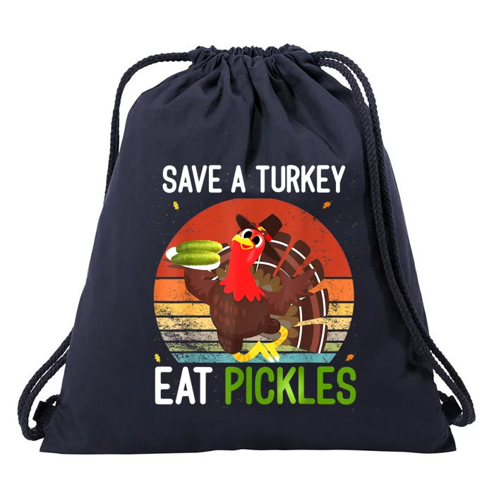 Save A Turkey Eat A Pickles Funny Thanksgiving Costume Drawstring Bag