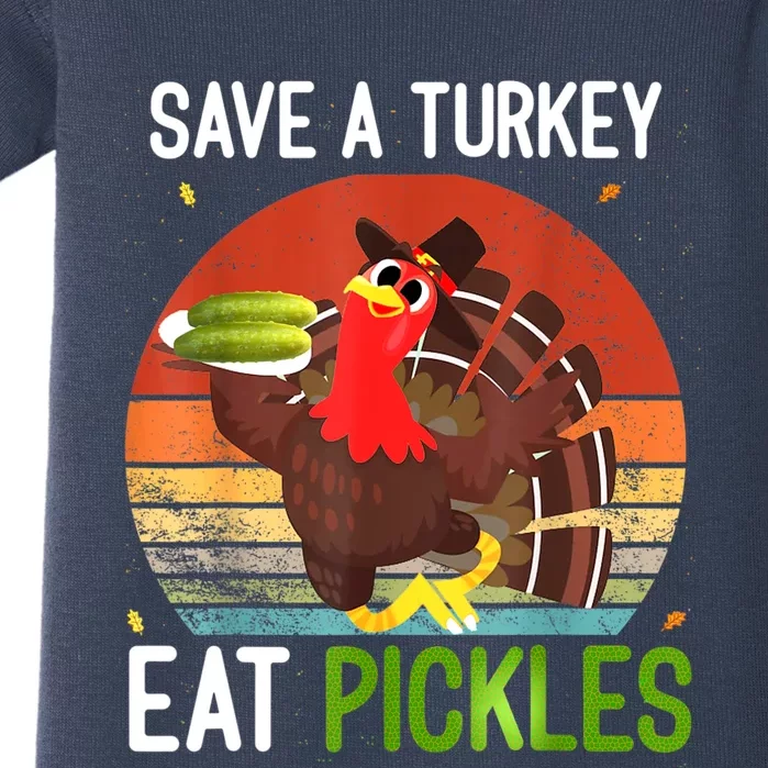 Save A Turkey Eat A Pickles Funny Thanksgiving Costume Baby Bodysuit