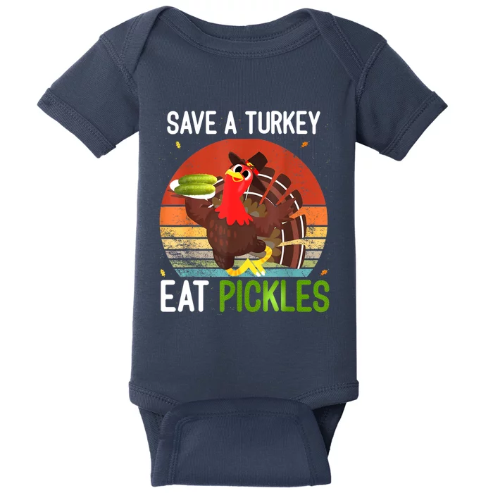 Save A Turkey Eat A Pickles Funny Thanksgiving Costume Baby Bodysuit