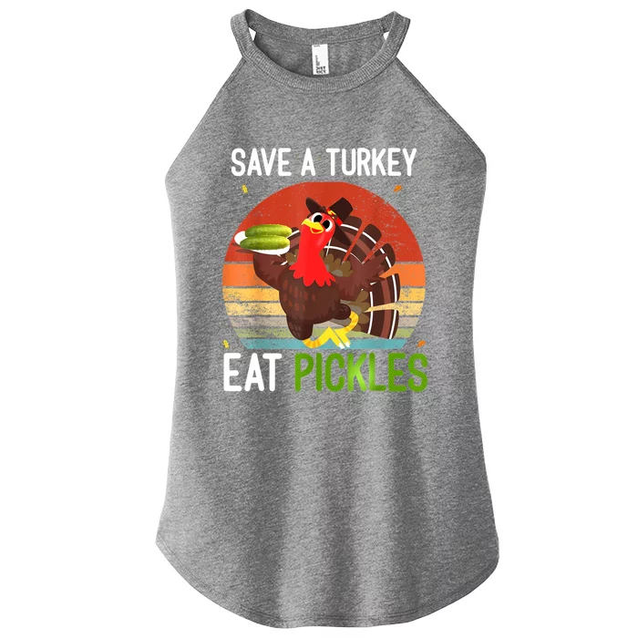 Save A Turkey Eat A Pickles Funny Thanksgiving Costume Women’s Perfect Tri Rocker Tank