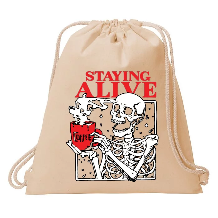 Staying Allve Trendy Coffee Drawstring Bag