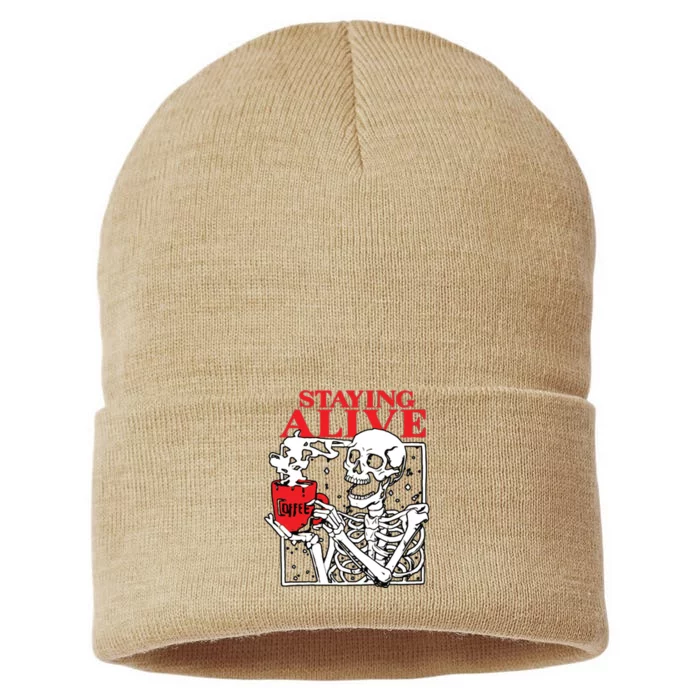 Staying Allve Trendy Coffee Sustainable Knit Beanie