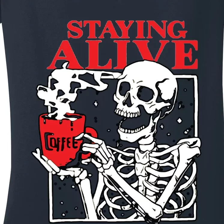 Staying Allve Trendy Coffee Women's V-Neck T-Shirt