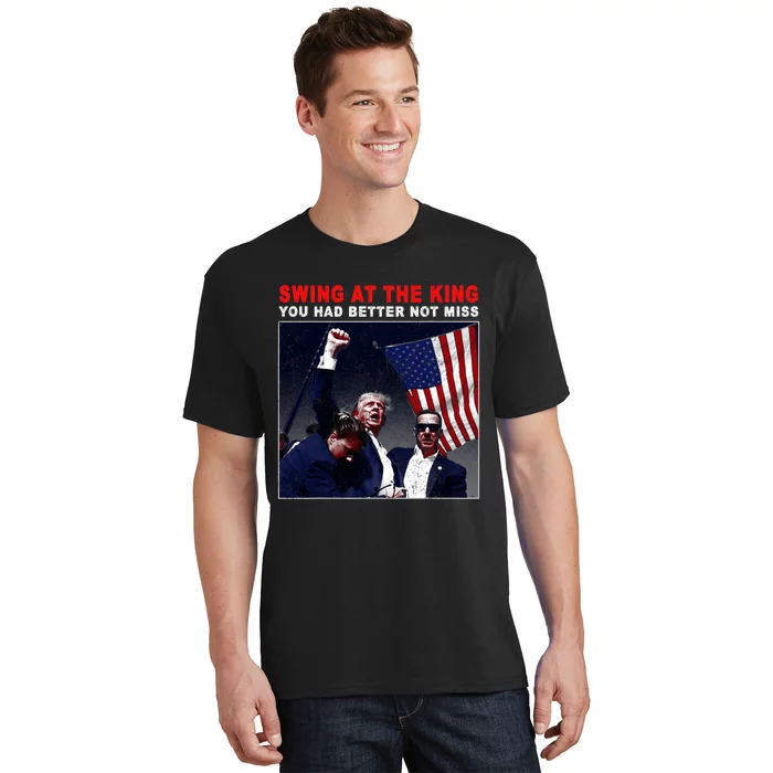 Swing At The King President Trump 2024 Usa Flag T-Shirt