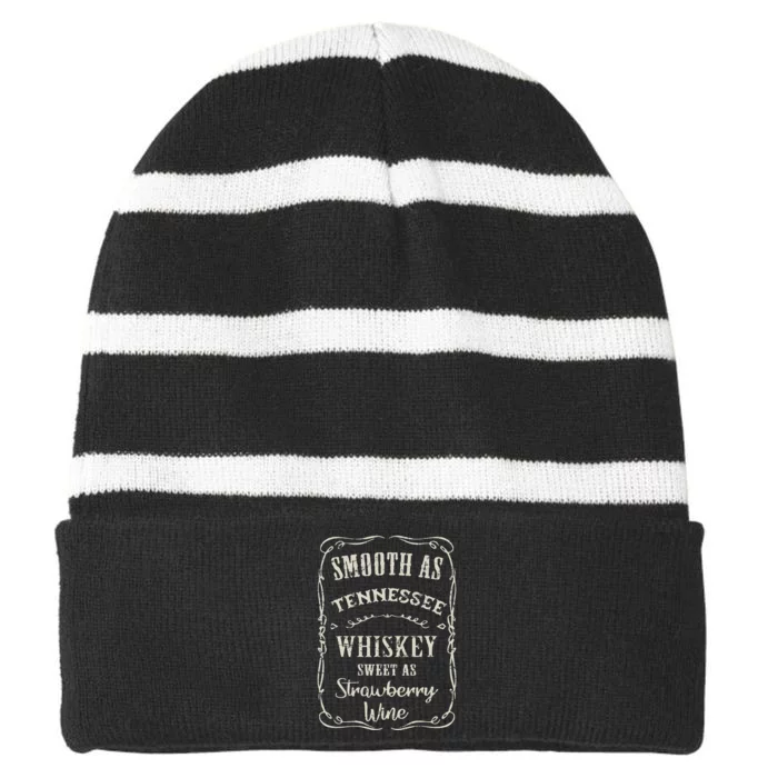 Smooth As Tennessee Whiskey Funny Humour Vacation Striped Beanie with Solid Band