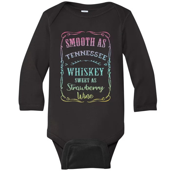 Smooth as Tennessee Whiskey Funny Humour Tee Vacation Baby Long Sleeve Bodysuit