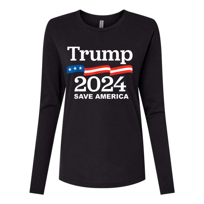 Save America Trump 2024 Womens Cotton Relaxed Long Sleeve T-Shirt