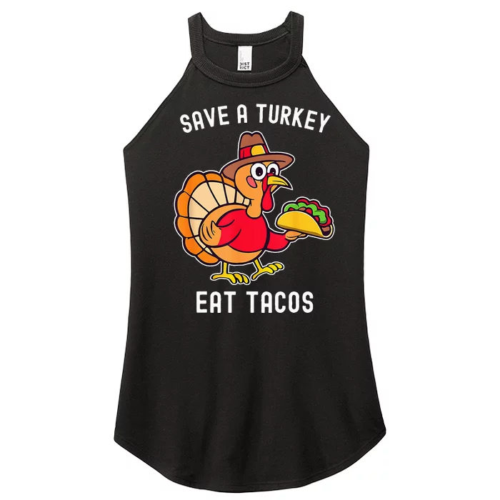 Save A Turkey Eat Tacos Mexican Funny Thanksgiving Women’s Perfect Tri Rocker Tank