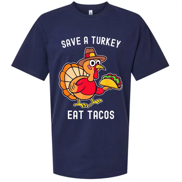 Save A Turkey Eat Tacos Mexican Funny Thanksgiving Sueded Cloud Jersey T-Shirt