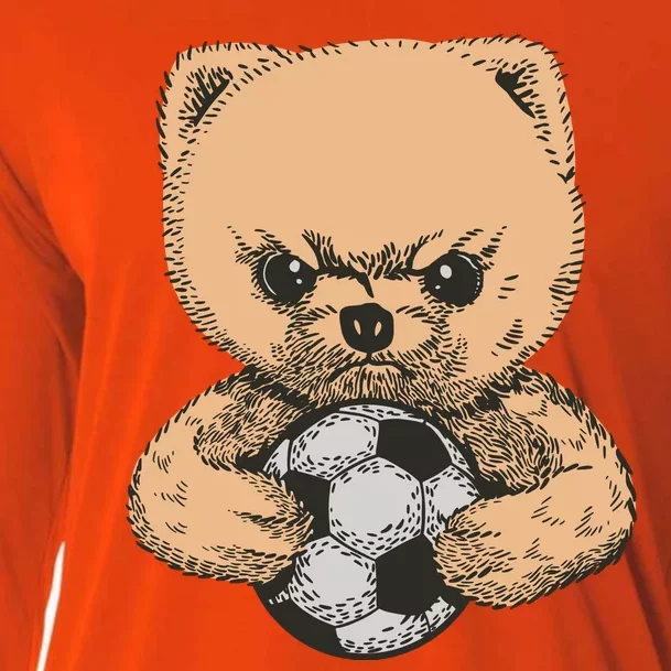 Soccer Angry Teddy Bear Cute Cooling Performance Long Sleeve Crew