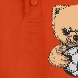 Soccer Angry Teddy Bear Cute Dry Zone Grid Performance Polo