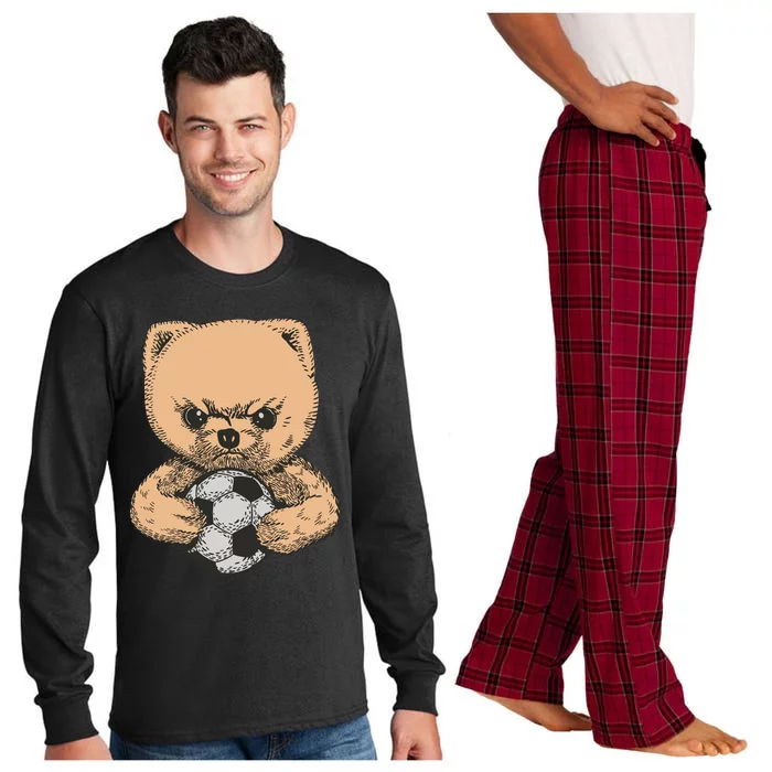 Soccer Angry Teddy Bear Cute Long Sleeve Pajama Set