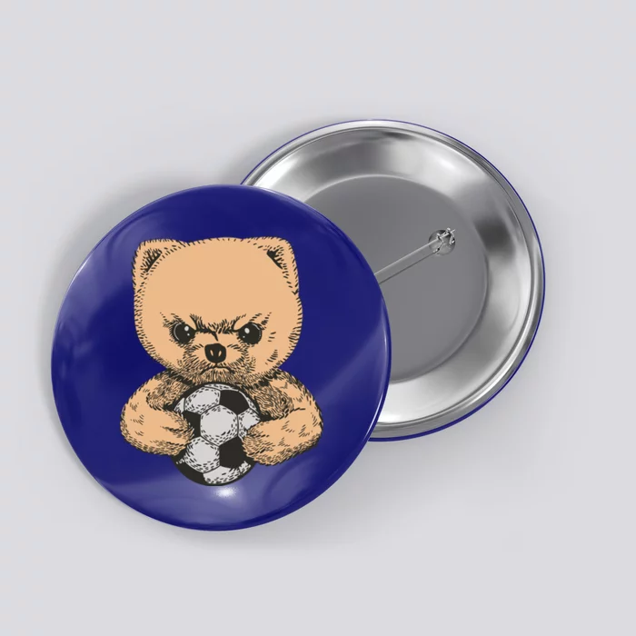 Soccer Angry Teddy Bear Cute Button