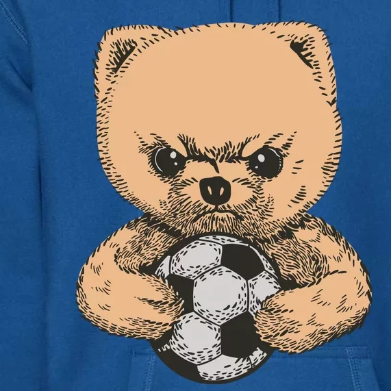 Soccer Angry Teddy Bear Cute Premium Hoodie