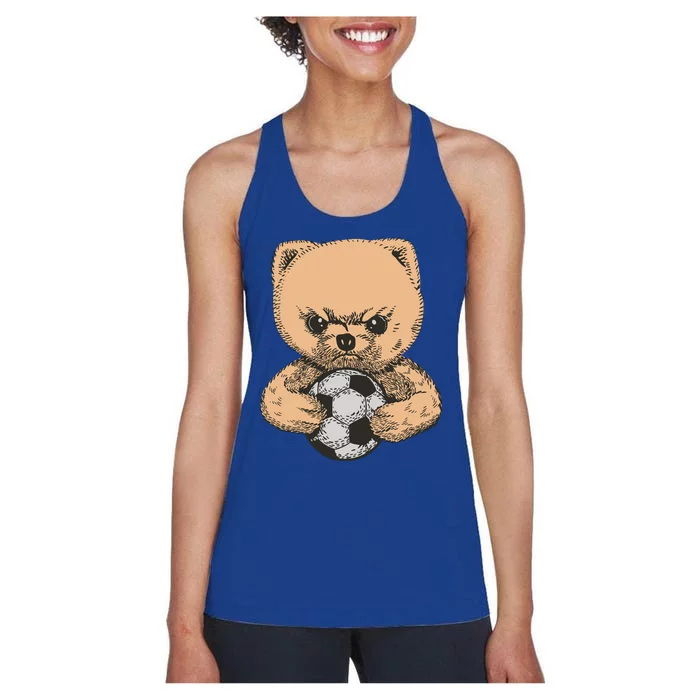 Soccer Angry Teddy Bear Cute Women's Racerback Tank