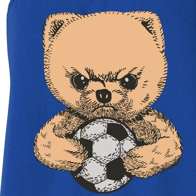 Soccer Angry Teddy Bear Cute Women's Racerback Tank