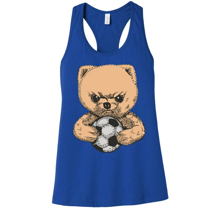 Soccer Angry Teddy Bear Cute Women's Racerback Tank