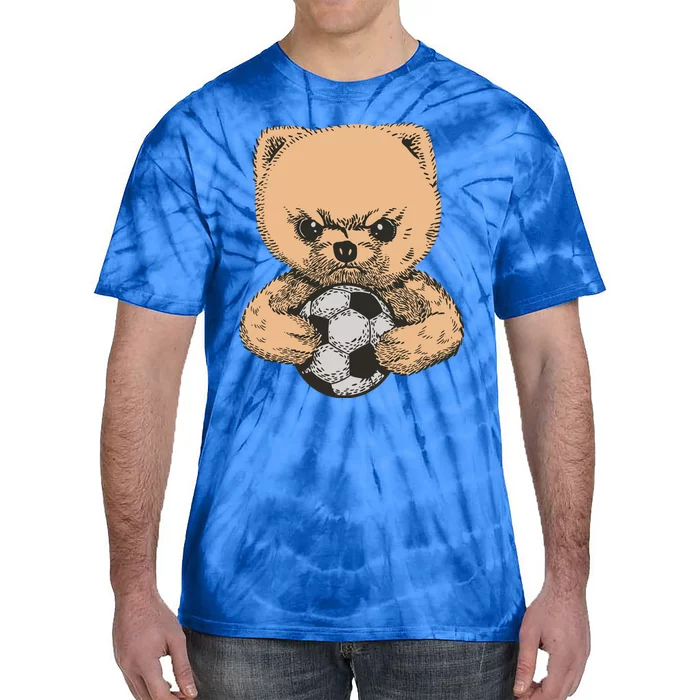 Soccer Angry Teddy Bear Cute Tie-Dye T-Shirt