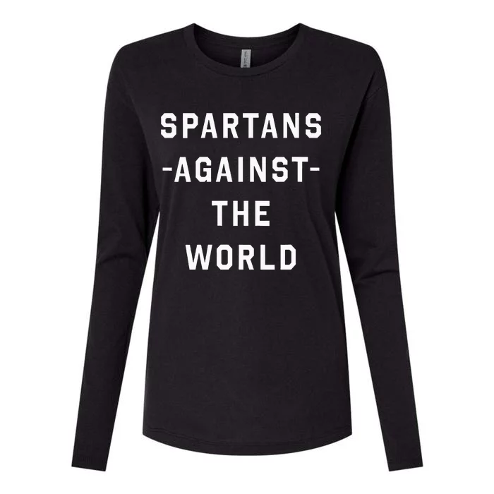 Spartans Against the World VNeck Womens Cotton Relaxed Long Sleeve T-Shirt