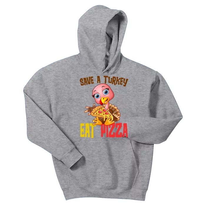 Save A Turkey Eat Pizza Funny Thanksgiving Kids Hoodie