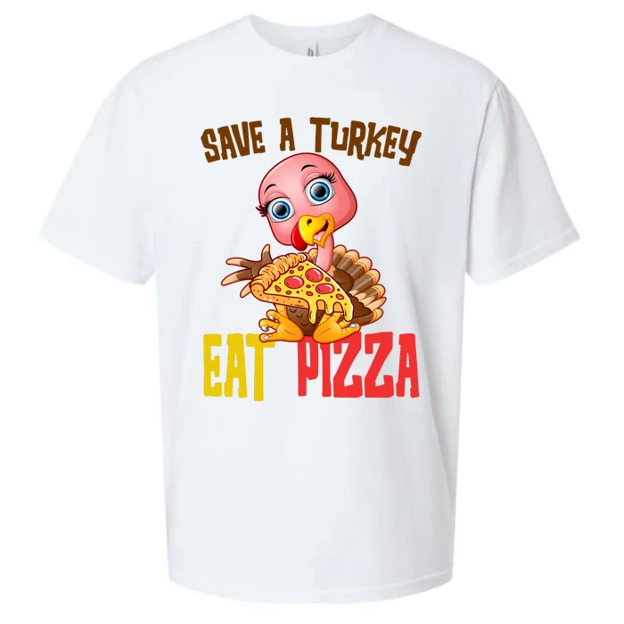 Save A Turkey Eat Pizza Funny Thanksgiving Sueded Cloud Jersey T-Shirt