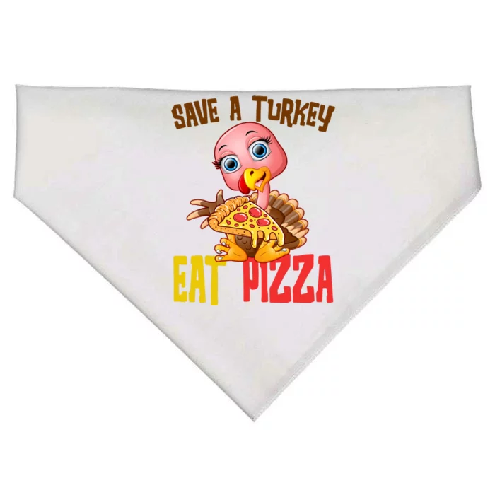 Save A Turkey Eat Pizza Funny Thanksgiving USA-Made Doggie Bandana