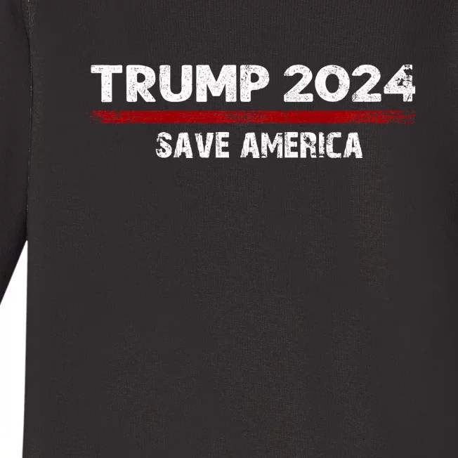 Save America Trump 2024 Baby Long Sleeve Bodysuit