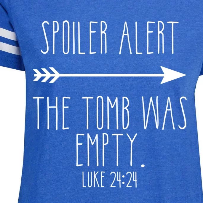 Spoiler Alert The Tomb Is Empty Christian Easter He Is Risen Funny Gift Enza Ladies Jersey Football T-Shirt